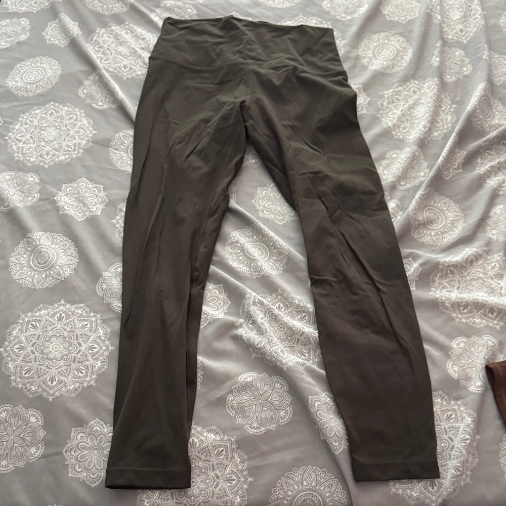 HeyNuts Dark Olive High-Waisted Leggings and Light Blue High Waisted Leggings